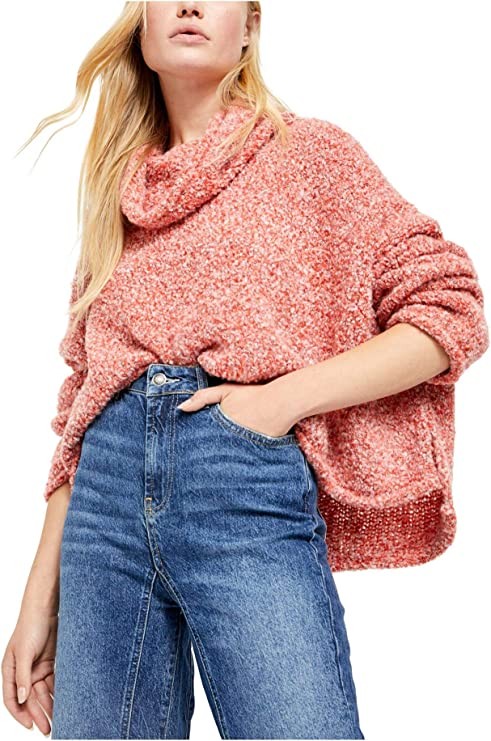 Free People Women's Orange Long Sleeve Lapel Sweater Size XL