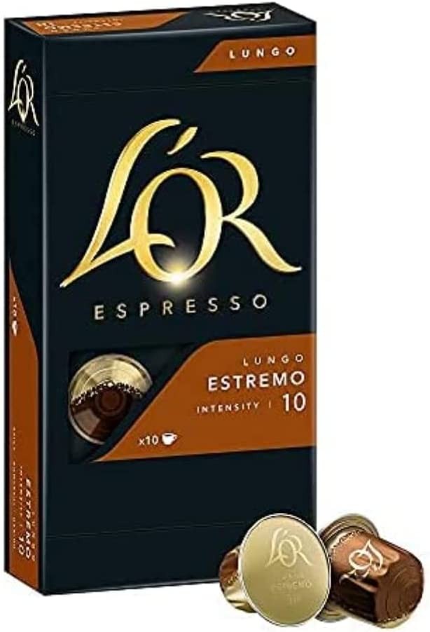 L'OR Coffee Capsules Lungo Estremo, 100 Nespresso® Machine Compatible Capsules, 10 Pack, 10 x 10 Servings